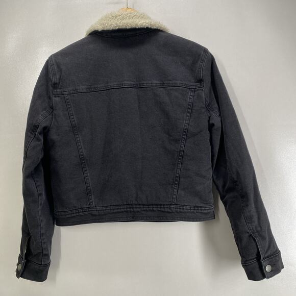 Hollister Black Denim Fleece Lined Cropped Jacket Women’s Medium 38” Chest NEW - Picture 6 of 9